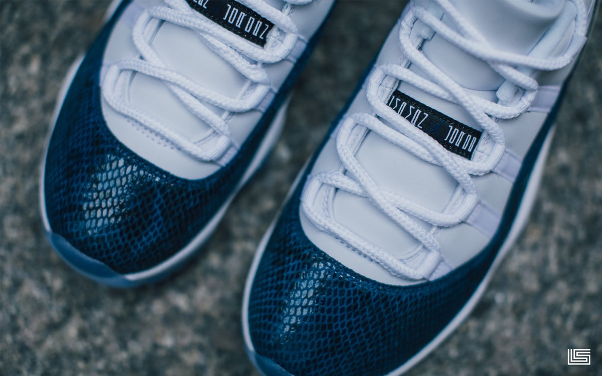 low top blue snakeskin 11s