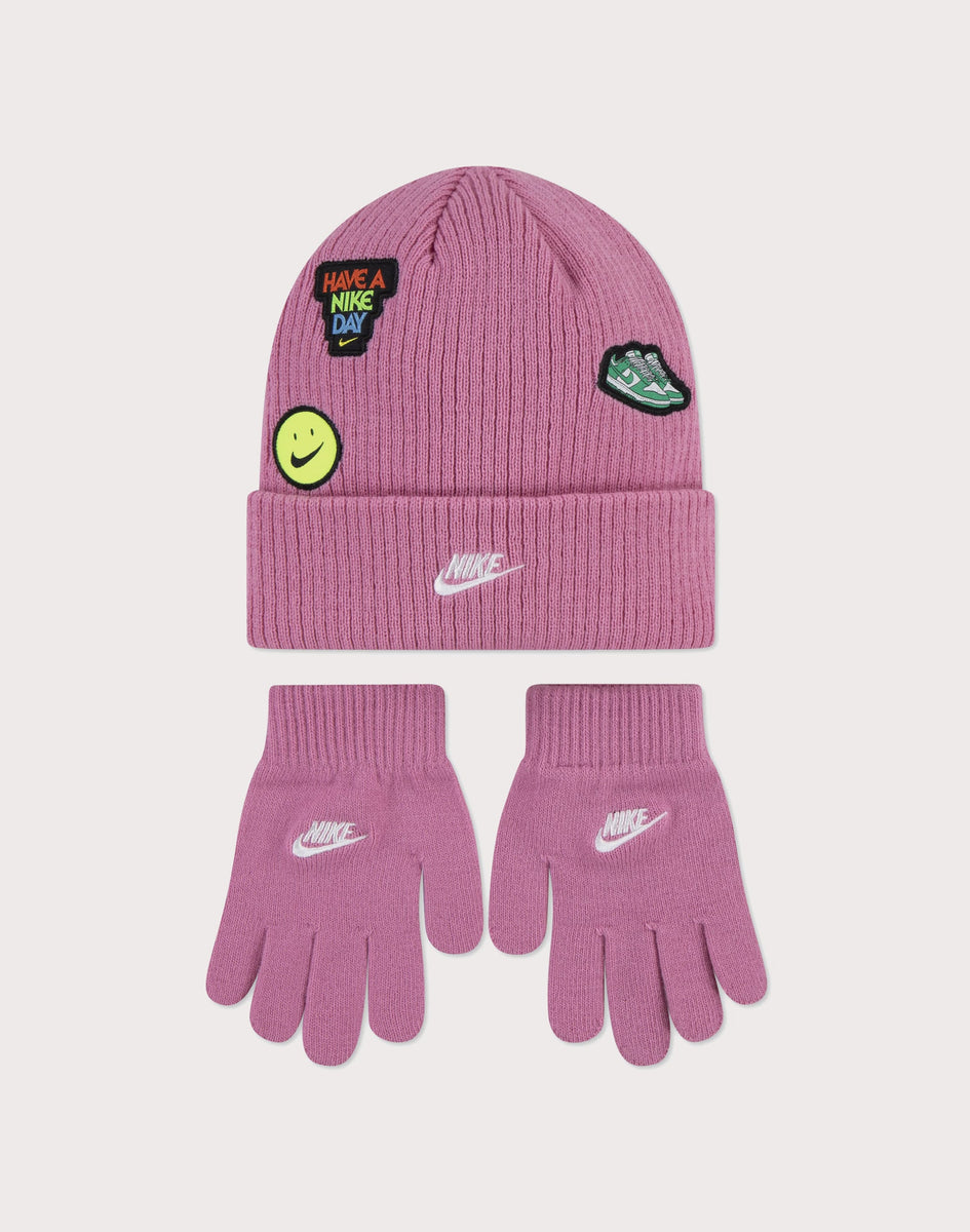 NWT Nike: One Size Pink Sparkle Logo Beanie Nike Peak Tall Cuff Swoosh Beanie – Runners Plus main image 2