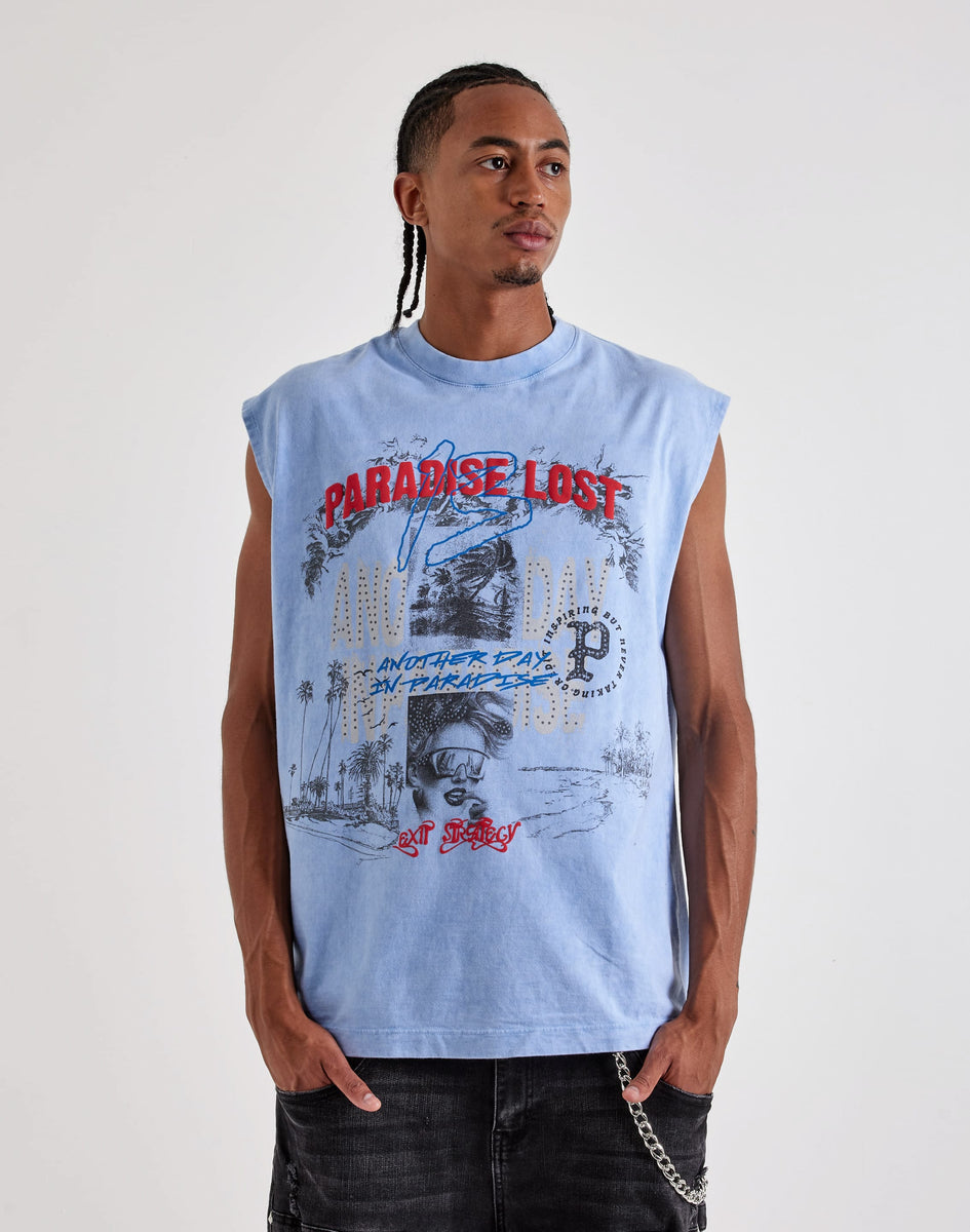 LAD MUSICIAN SLEEVELESS LONG SHIRT ブルー Paradise Lost Lost Vision Sleeveless Tee – DTLR