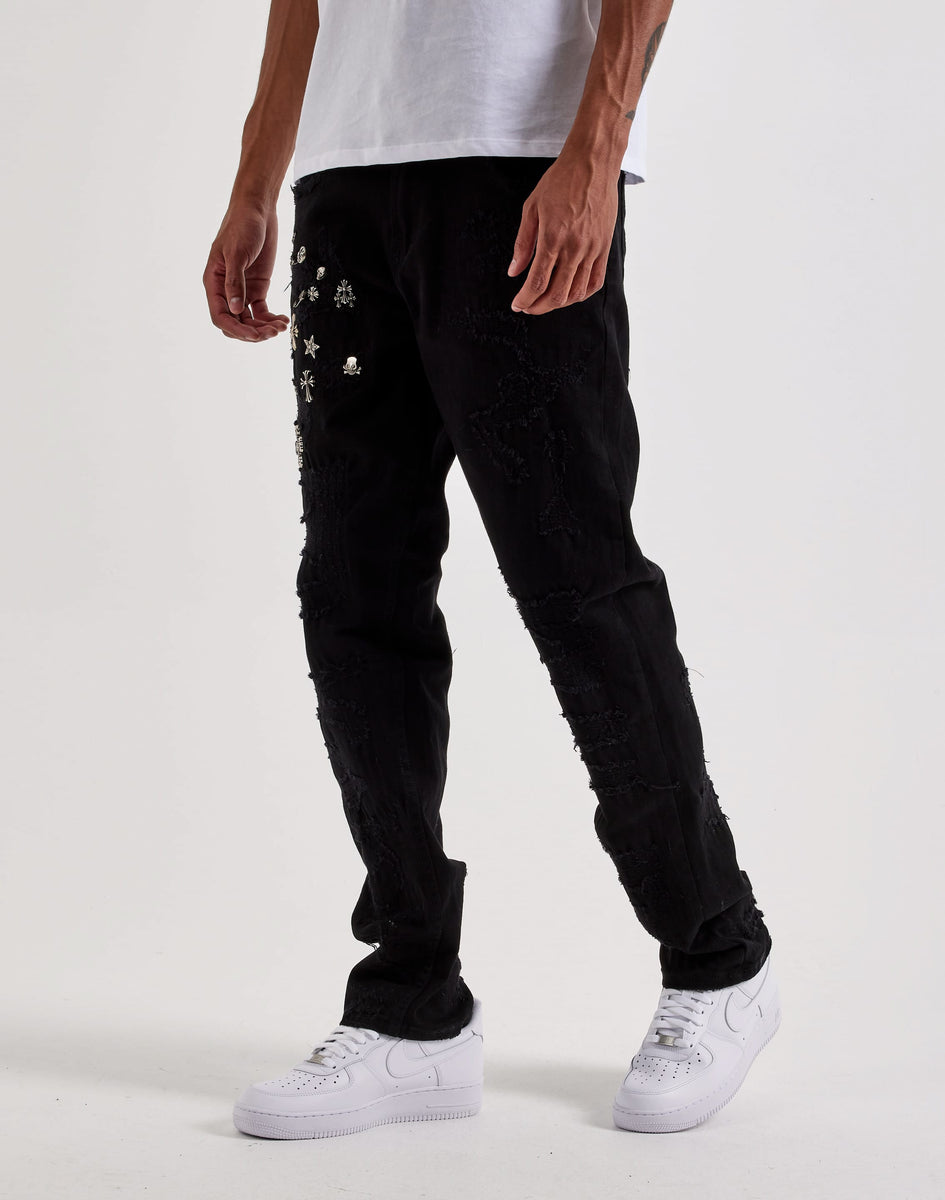 Smuggler's Moon Slim Distressed Cross Pin Denim Jeans – DTLR