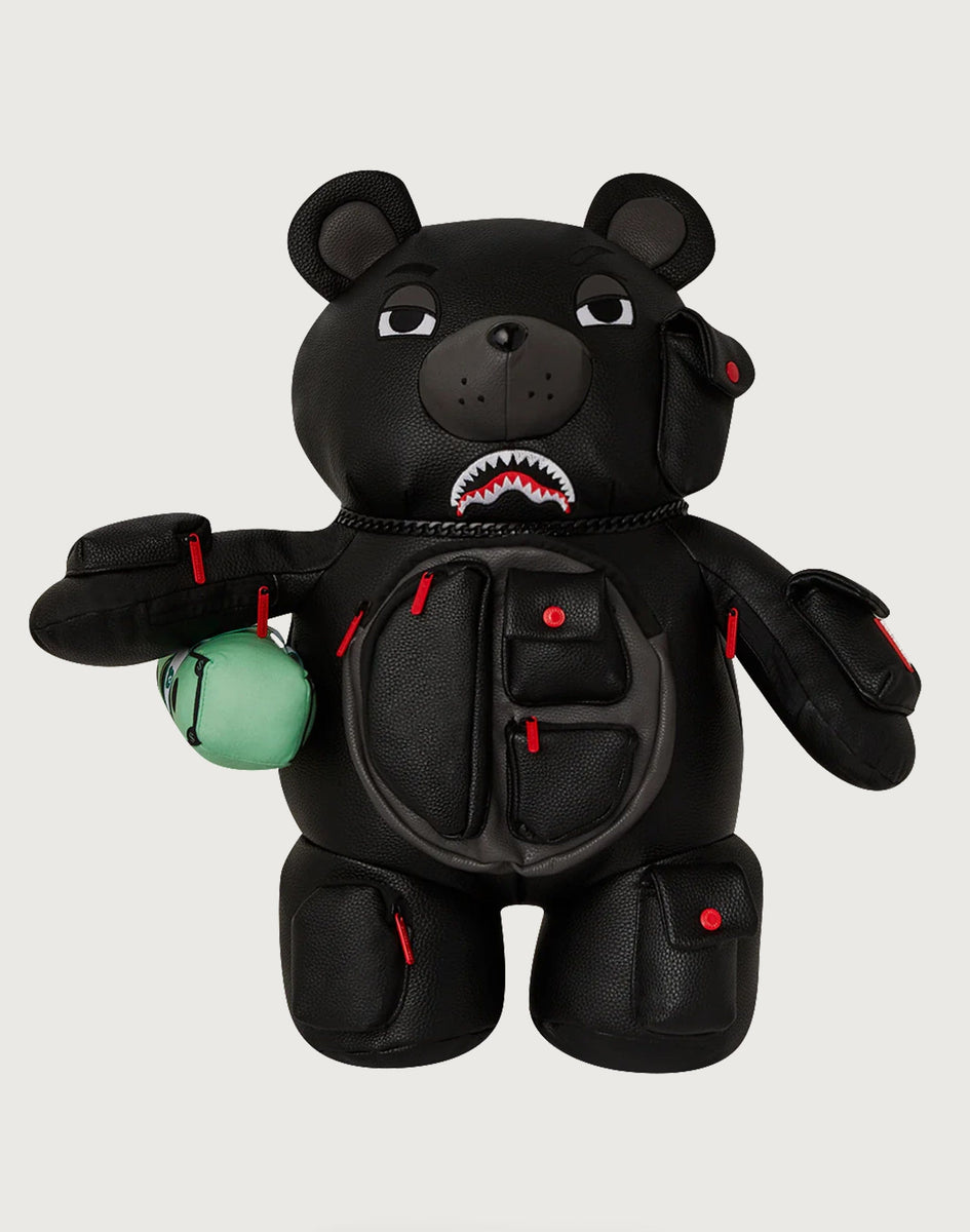 black leather teddy bear backpack Sprayground Airfreight Money Bear Backpack – DTLR