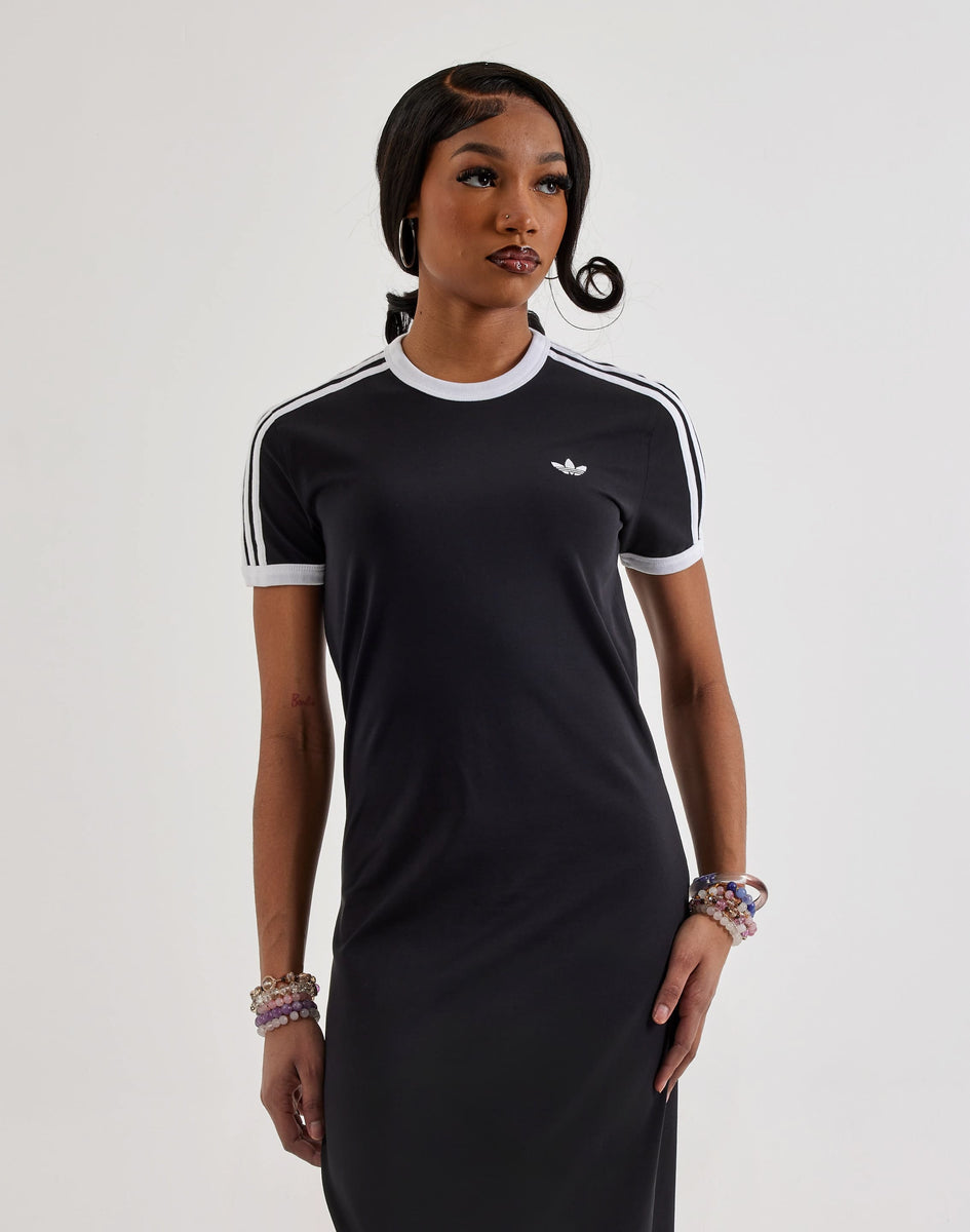 white adidas dress adidas Originals Women's 3 STRIPES Slim Dress, Small, Black/White