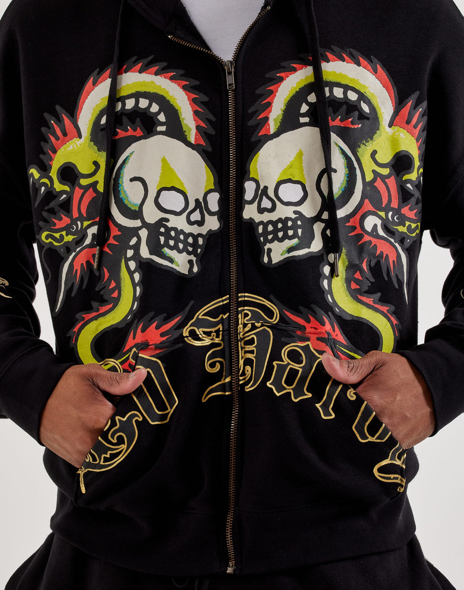 Ed Hardy Dragon Skull Full-Zip Fleece Hoodie – DTLR