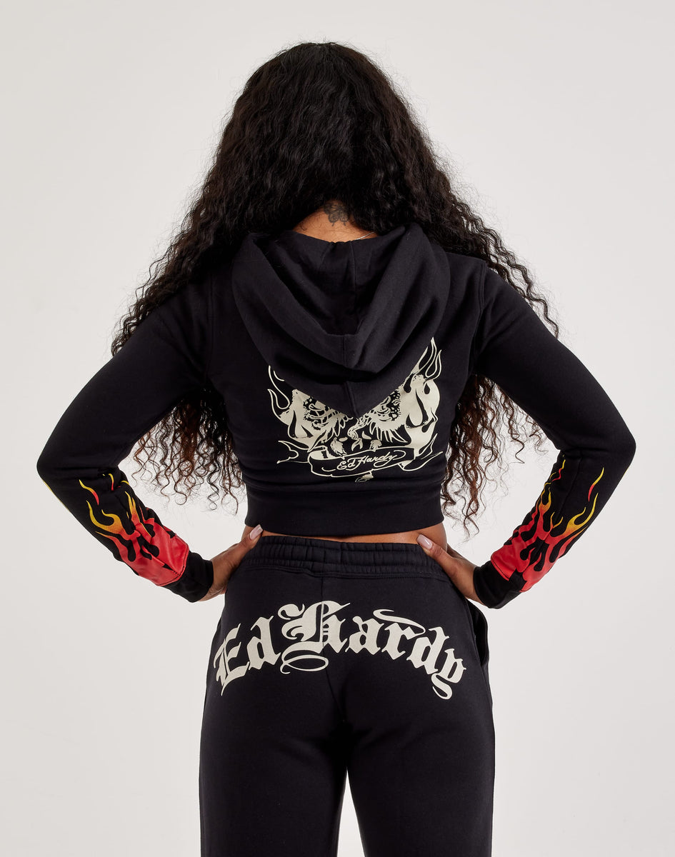 Ed Hardy Tiger Flame Y2K Full-Zip Fleece Hoodie – DTLR