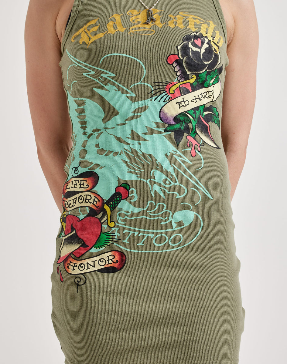 Ed Hardy Black Rose Tank Dress – DTLR