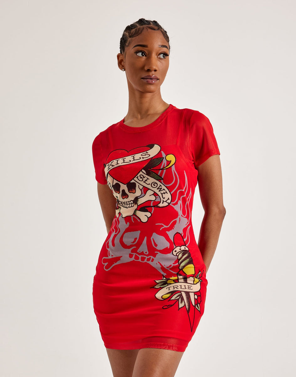 Ed Hardy Skull Dagger Mesh Tee Dress – DTLR