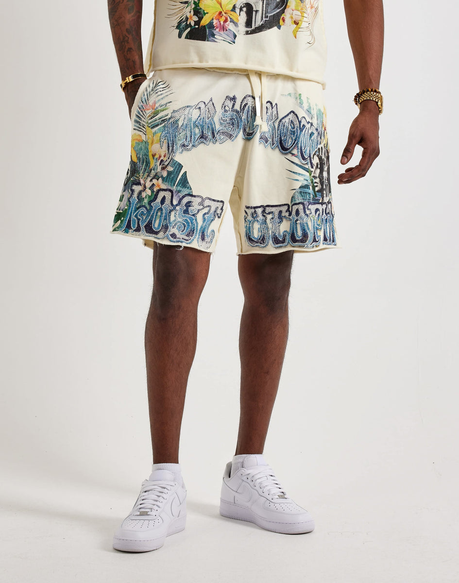 First Row Lost Utopia Rhinestone Fleece Shorts – DTLR
