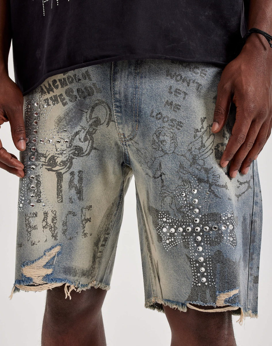 First Row Forever Silence Distressed Denim Shorts – DTLR
