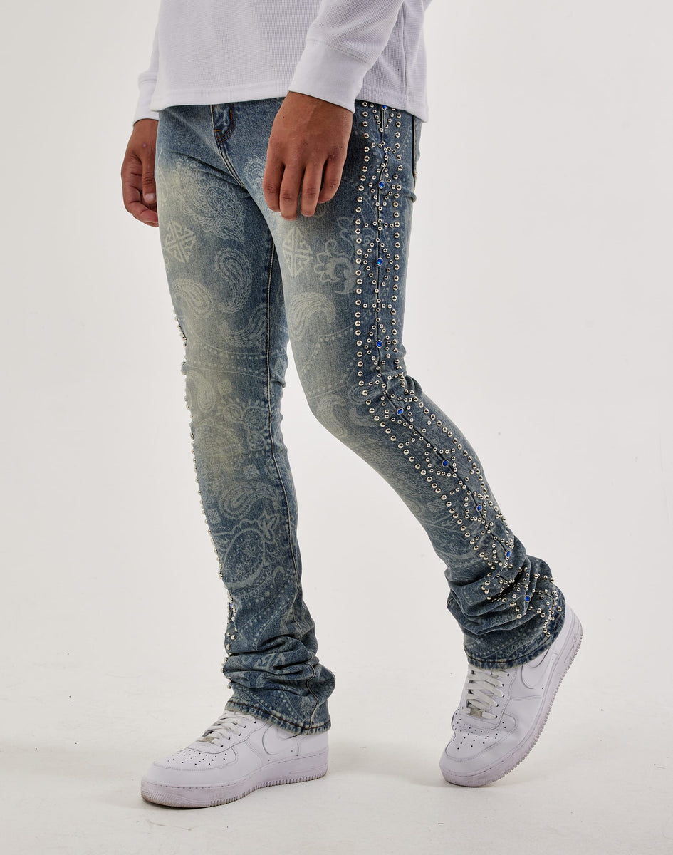 Guapi Rivets Stacked Denim Jeans – DTLR
