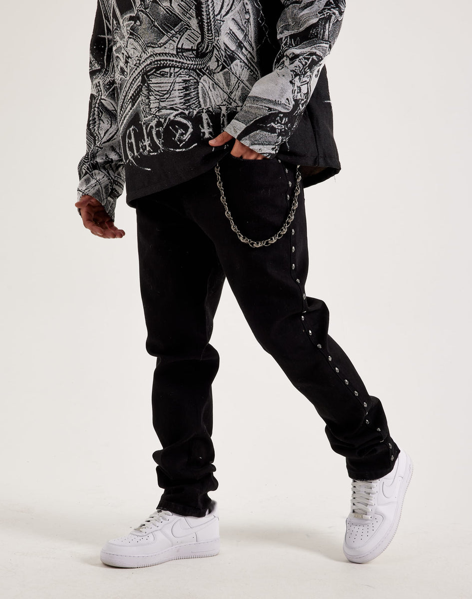 Kilogram Chain Rivet Stacked Denim Jeans – DTLR