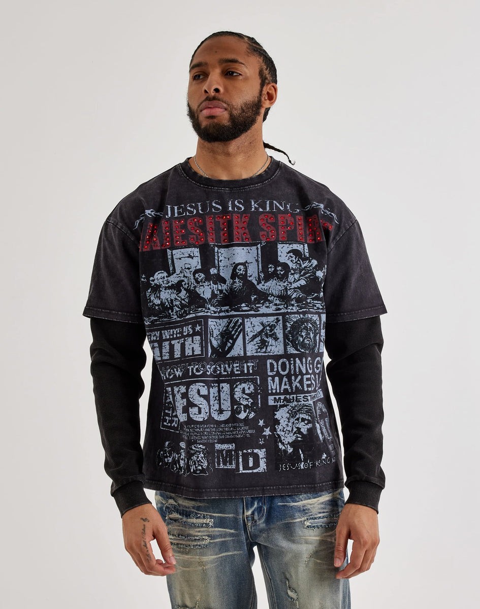 Majestik Jesus Is King Long-Sleeve Twofer Shirt – DTLR