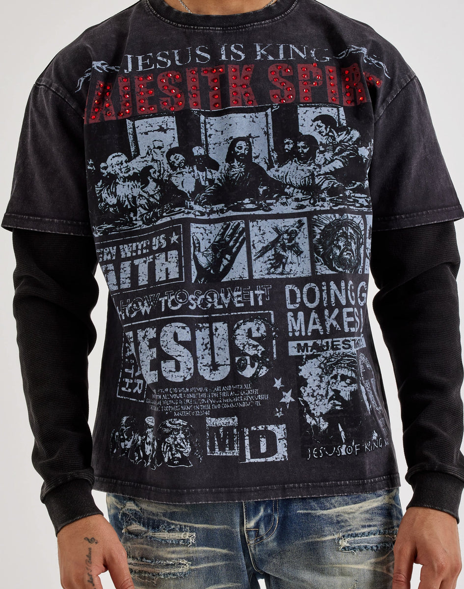 サ*k様 magliano ツイストシャツ Majestik Jesus Is King Long-Sleeve Twofer Shirt – DTLR