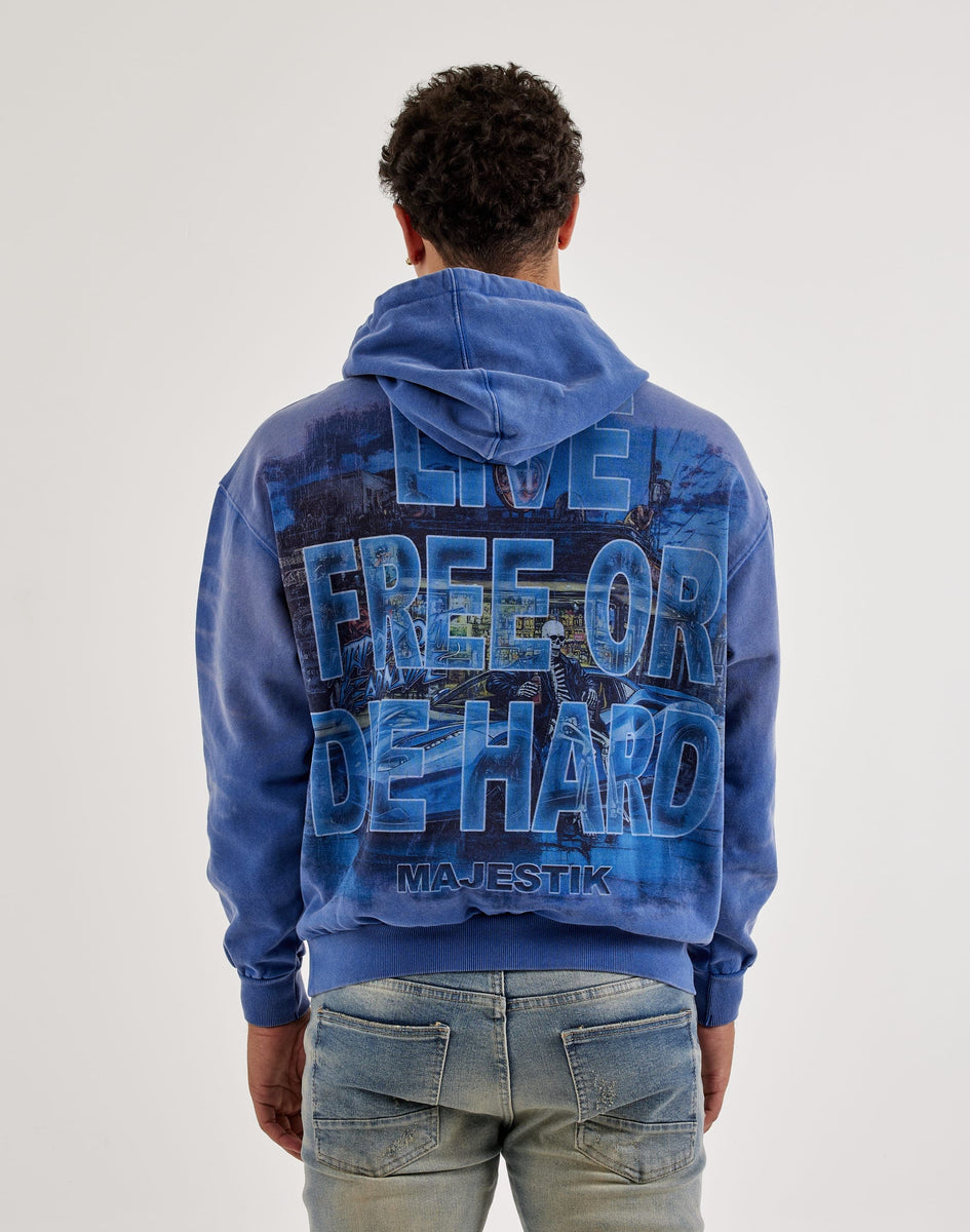 Majestik Live Free Or Die Hard Rhinestone Fleece Hoodie – DTLR