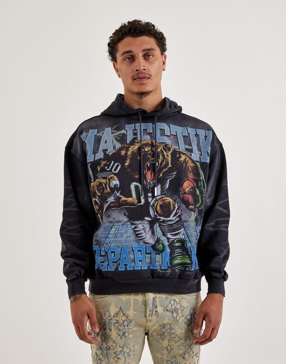 Majestik Bear Football Rhinestone Fleece Hoodie – DTLR