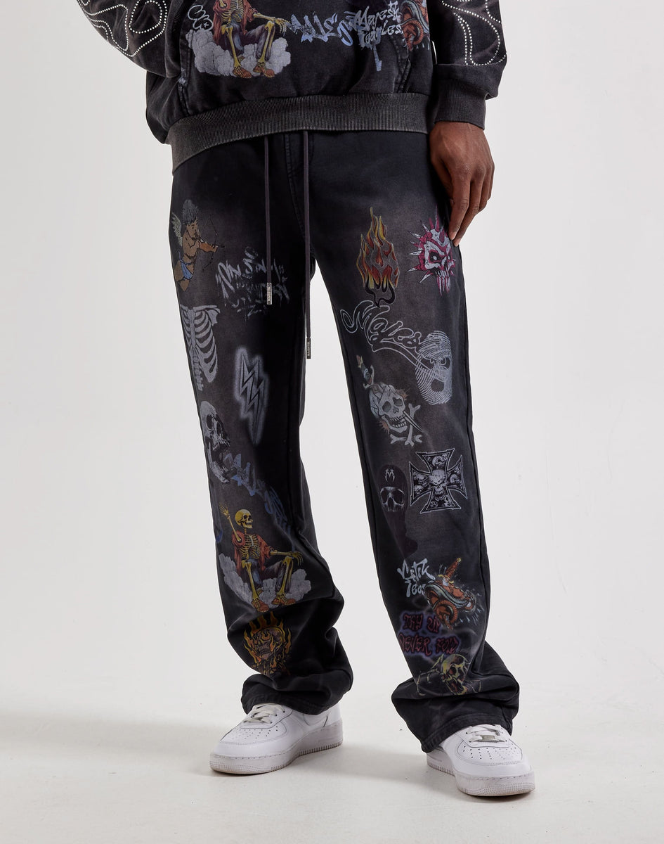 即納 M★FOG★Graphic Sweatpants BLACK majestik_FP2508_20-_20BLK_M-