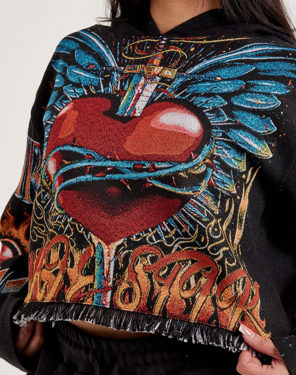 Majestik Winged Heart Tapestry Cropped Hoodie – DTLR