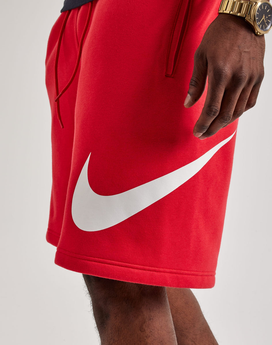 mens red nike fleece shorts