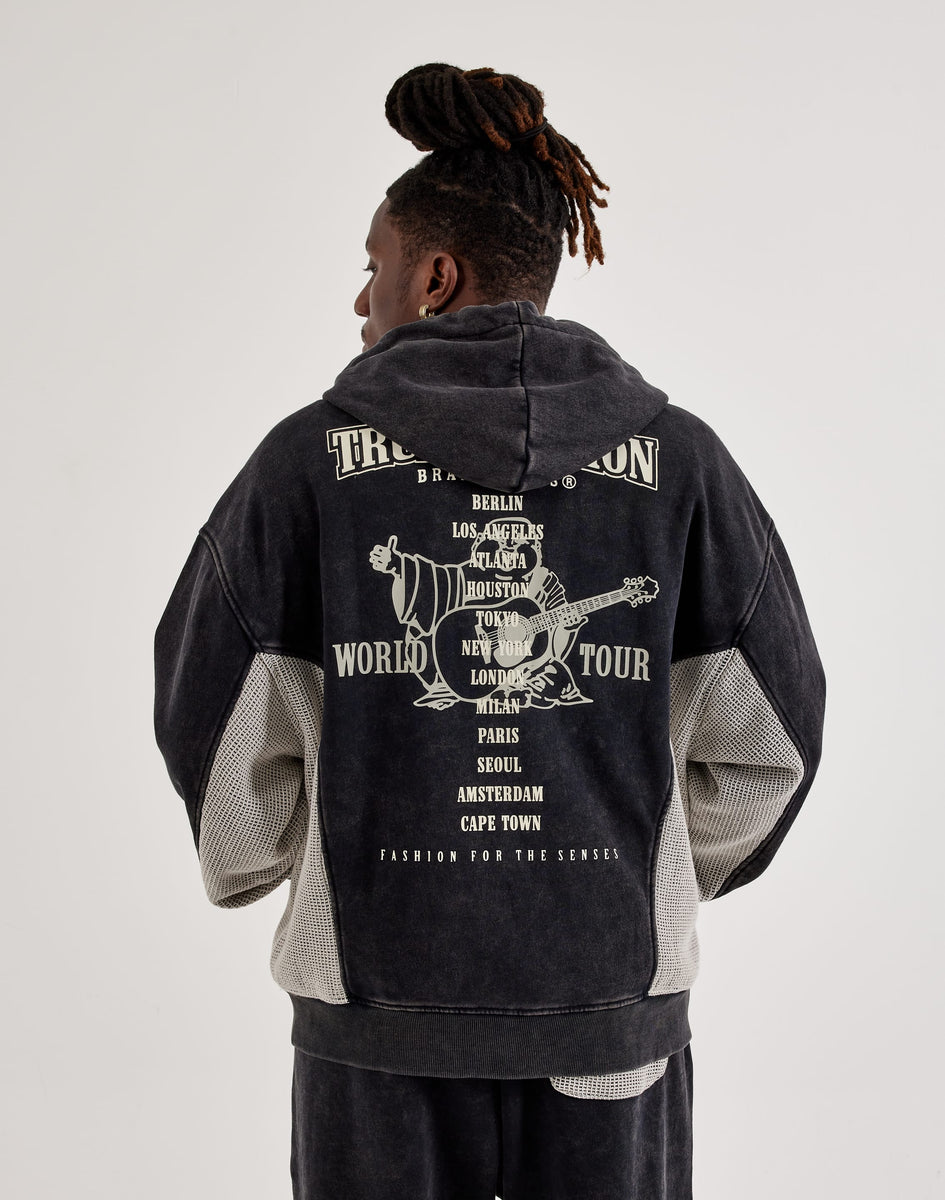 True Religion Mesh Inset Full-Zip Fleece Hoodie – DTLR