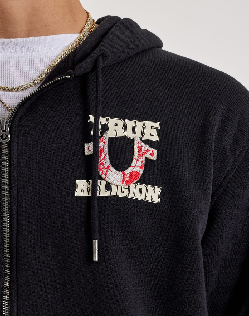 True Religion Applique Full-Zip Fleece Hoodie – DTLR