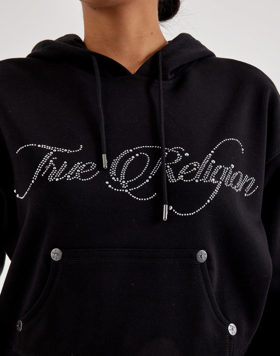 True Religion Crystal Cropped Relaxed Fleece Hoodie – DTLR