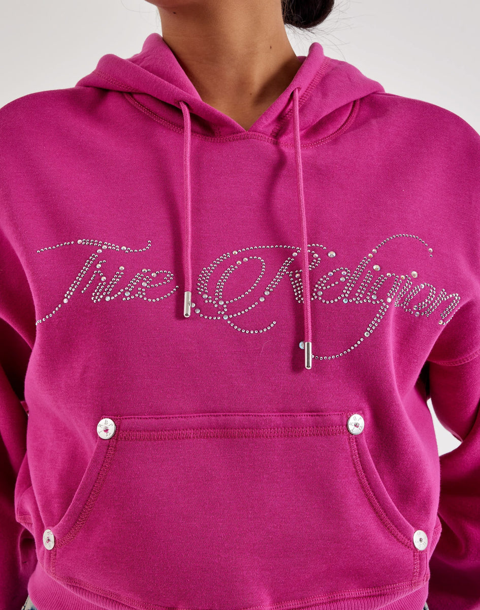 True Religion Crystal Cropped Relaxed Fleece Hoodie – DTLR