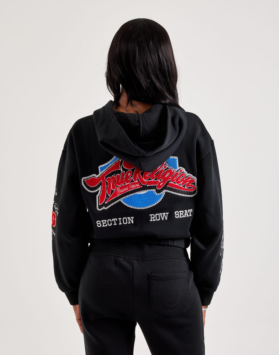 True Religion Crystal Patched Full-Zip Fleece Hoodie – DTLR