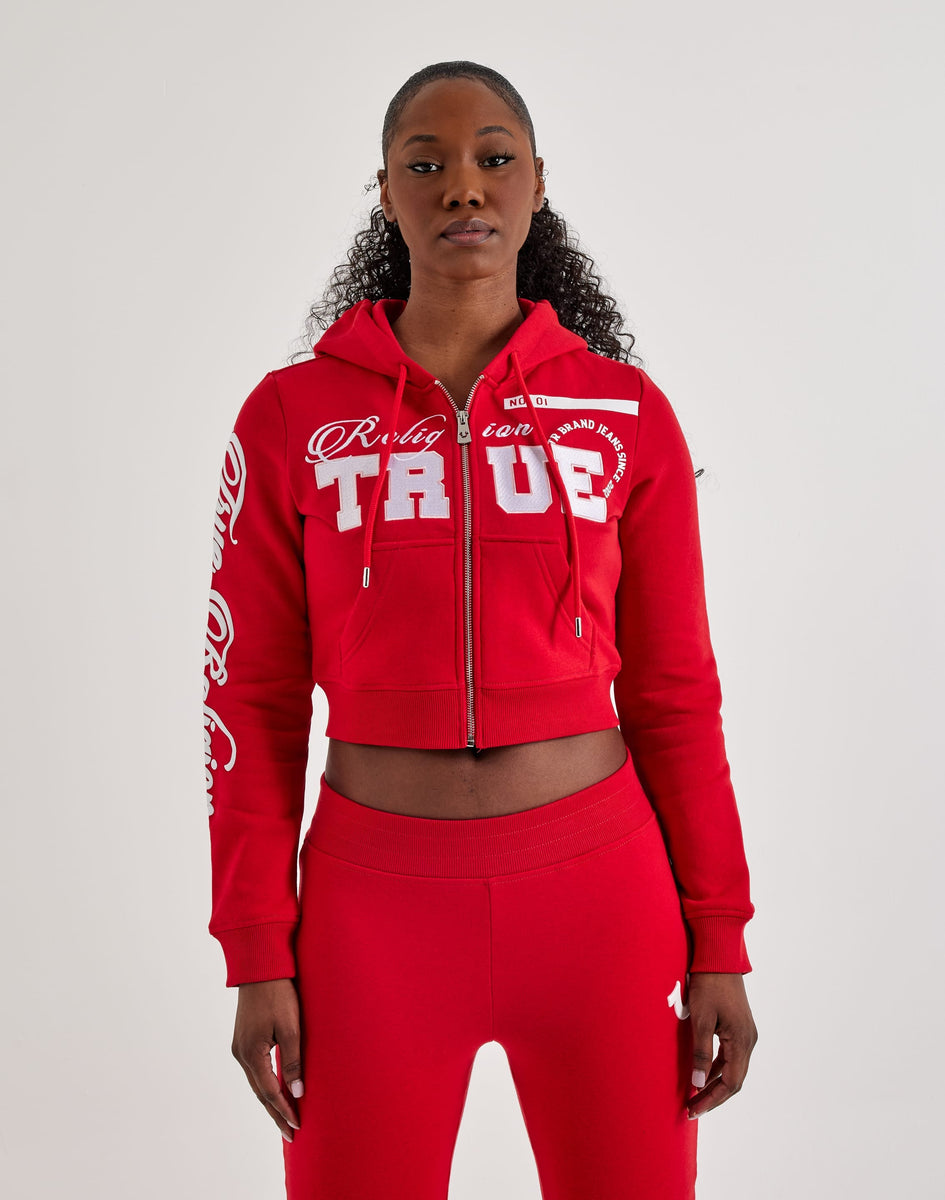 True Religion Embroidered Shrunken Full-Zip Fleece Hoodie – DTLR