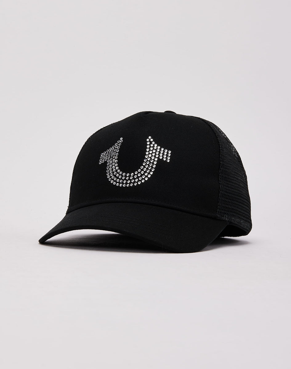 True Religion Crystal Logo World Tour Mesh Back Trucker Cap CRYSTAL HORSESHOE TRUCKER HAT main image 2