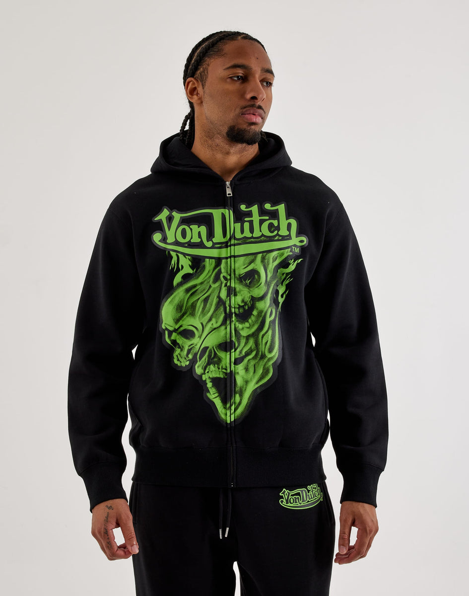 Von Dutch Ghost Flames Fleece Full-Zip Hoodie – DTLR