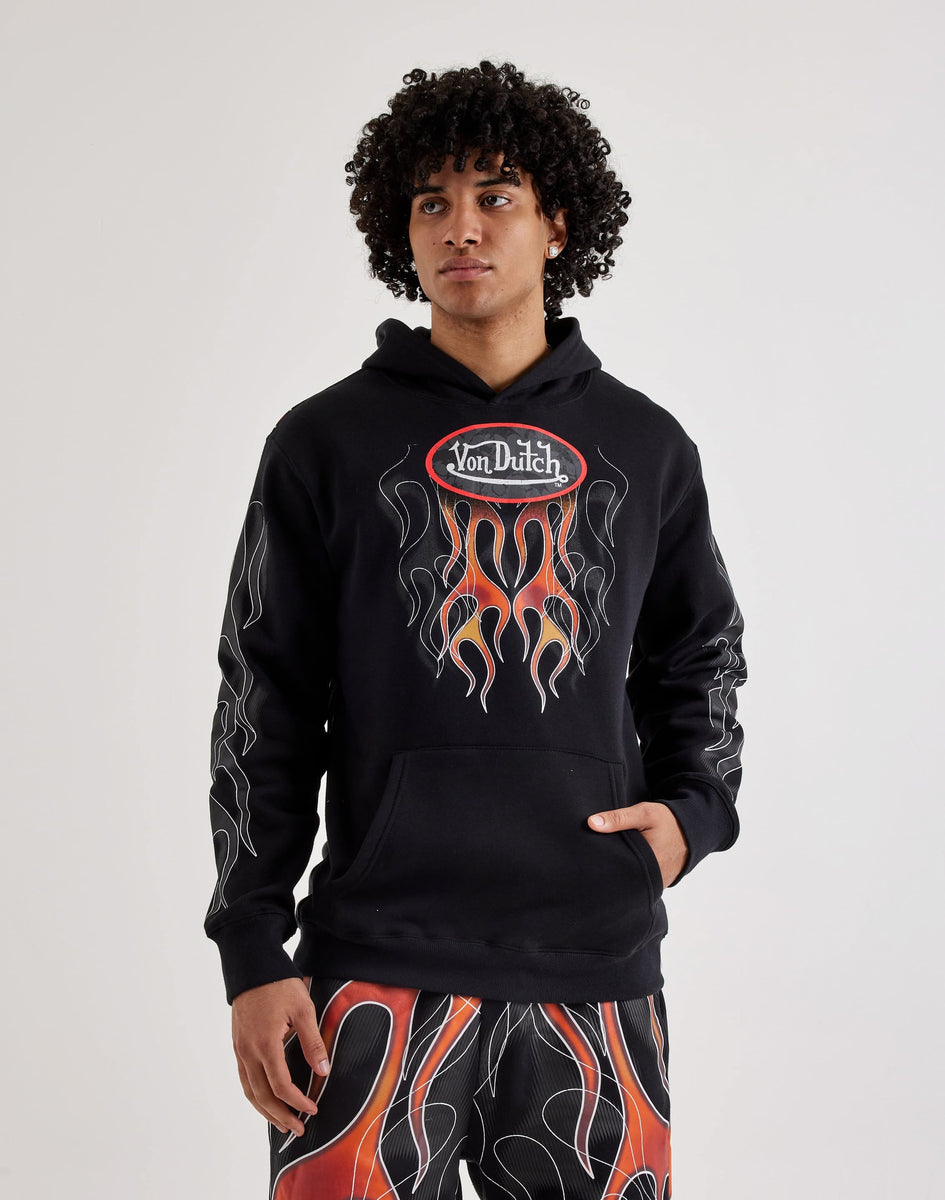 Von Dutch Allover Flame Pullover Fleece Hoodie – DTLR