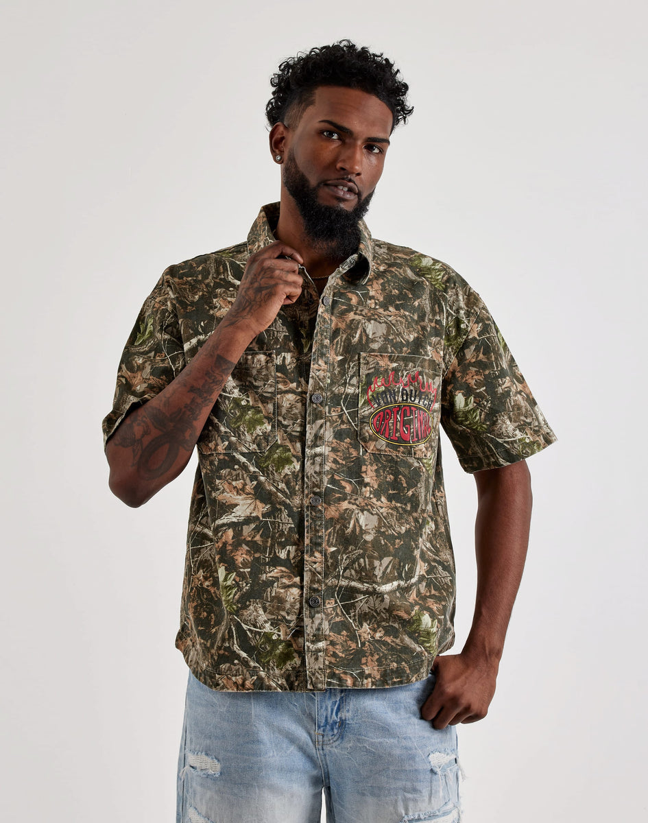 Von Dutch Camo Canvas Short-Sleeve Button Shirt – DTLR