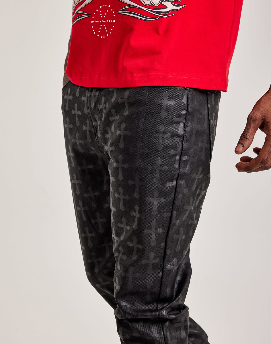 WAIMEA Stacked Coated Distressed Flare Denim Jeans – DTLR
