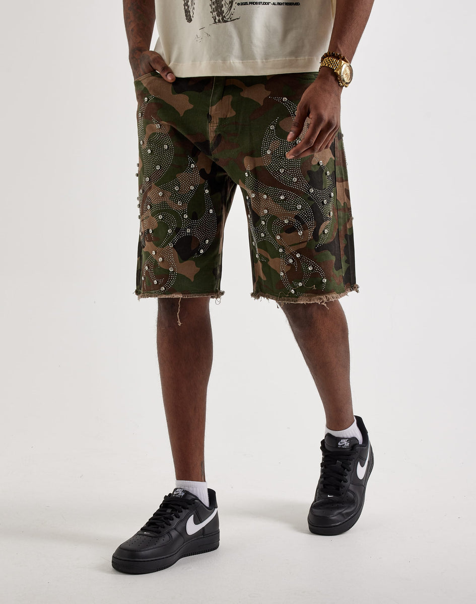 WAIMEA Rhinestone Flame Cutoff Shorts – DTLR