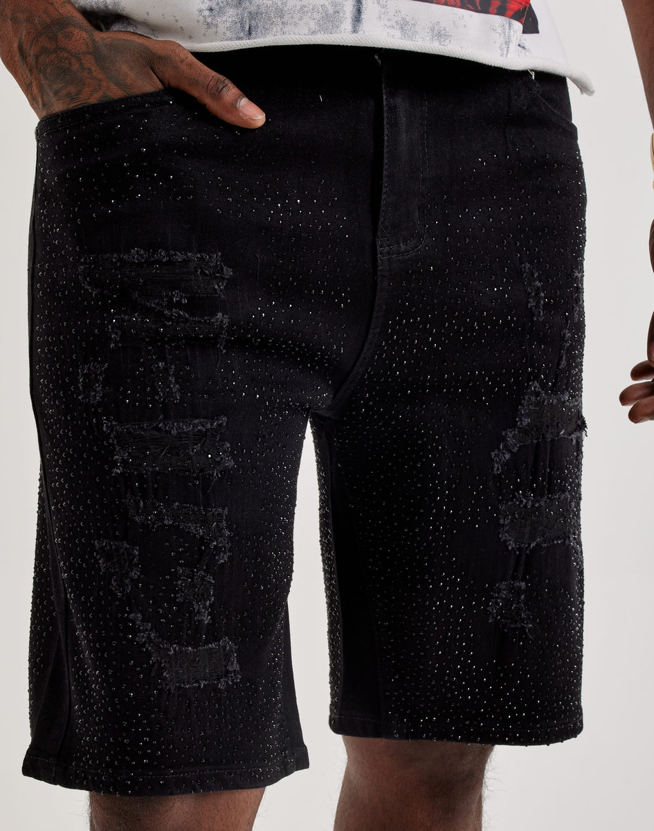 WAIMEA Distressed Rhinestone Denim Shorts – DTLR