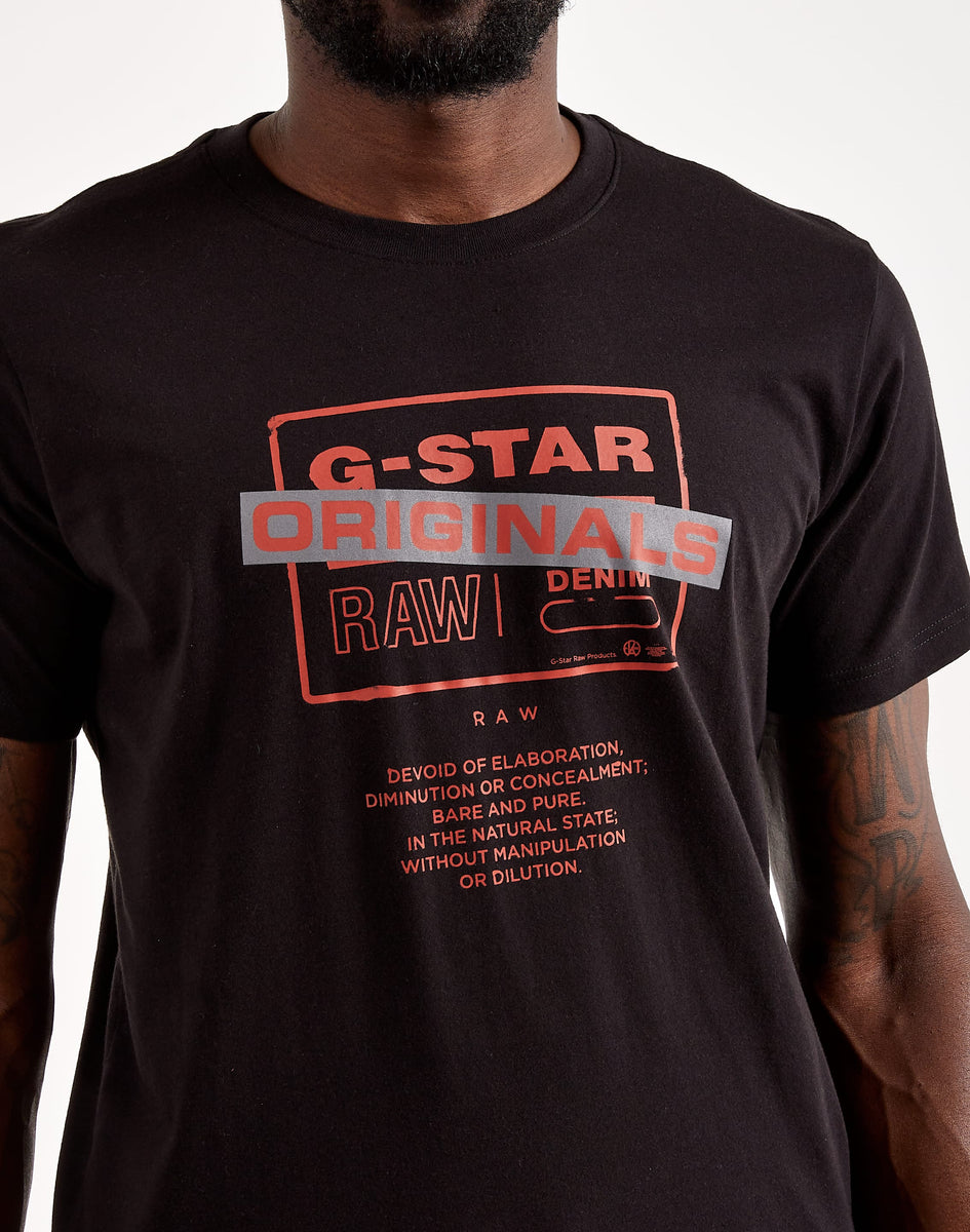 G-Star Originals R T T-Shirt Uomo – Maglietta Basic Con Stampa E Scollo A Costine