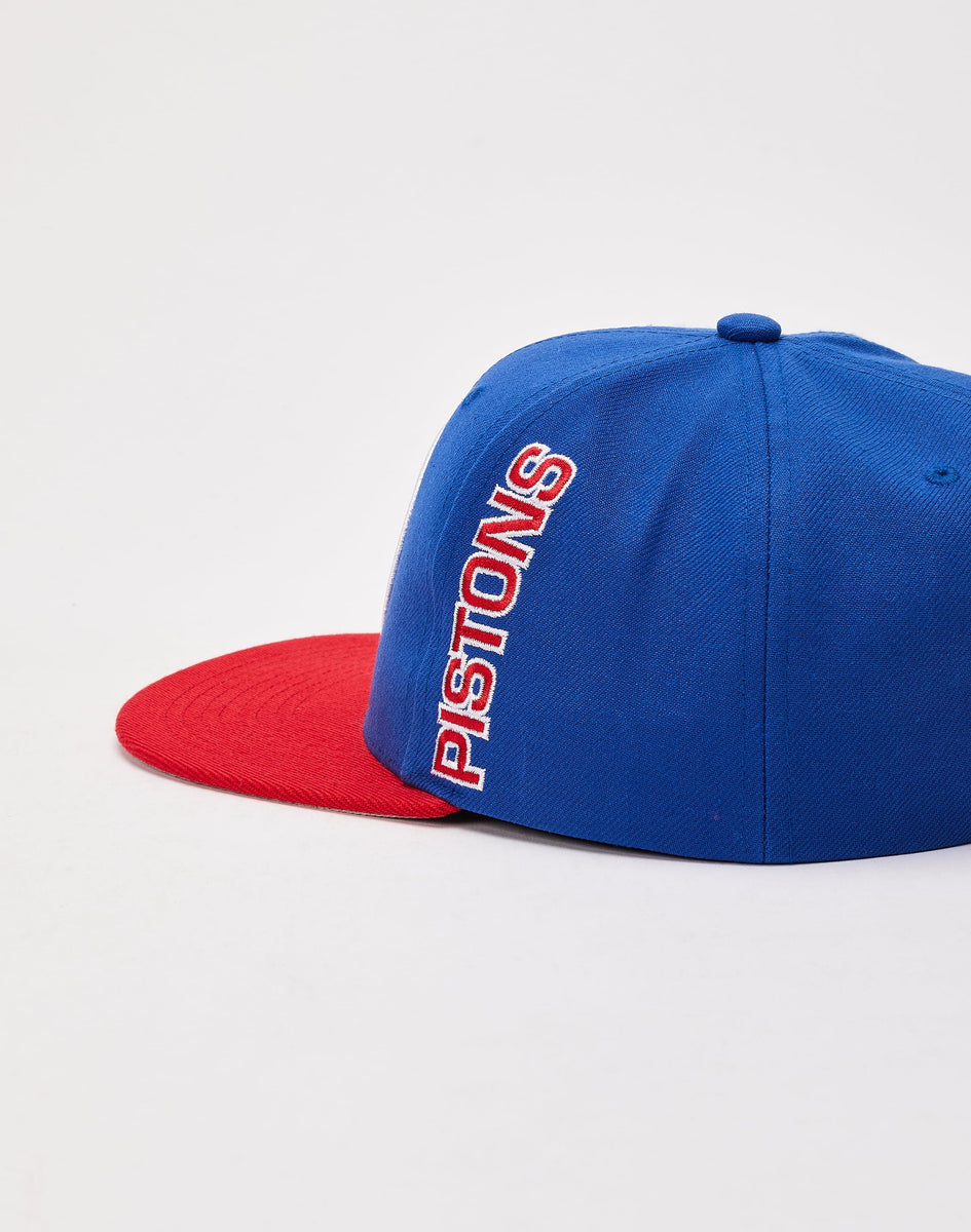 Mitchell & Ness Detroit Pistons Short Hook Snapback Hat DTLR