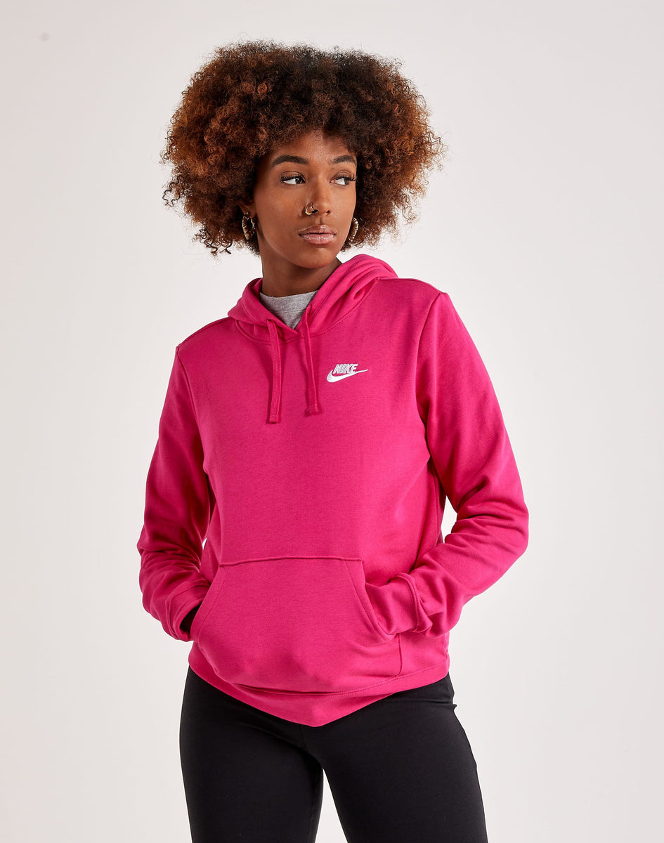 Neon Pink Pink Nike Hoodie Womens Nike Club Fleece Pullover Hoodie