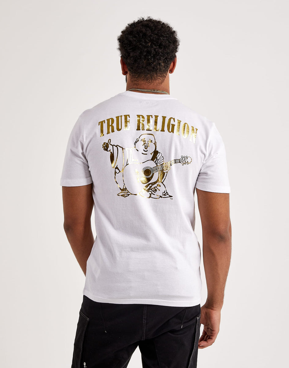 true religion white and gold shirt