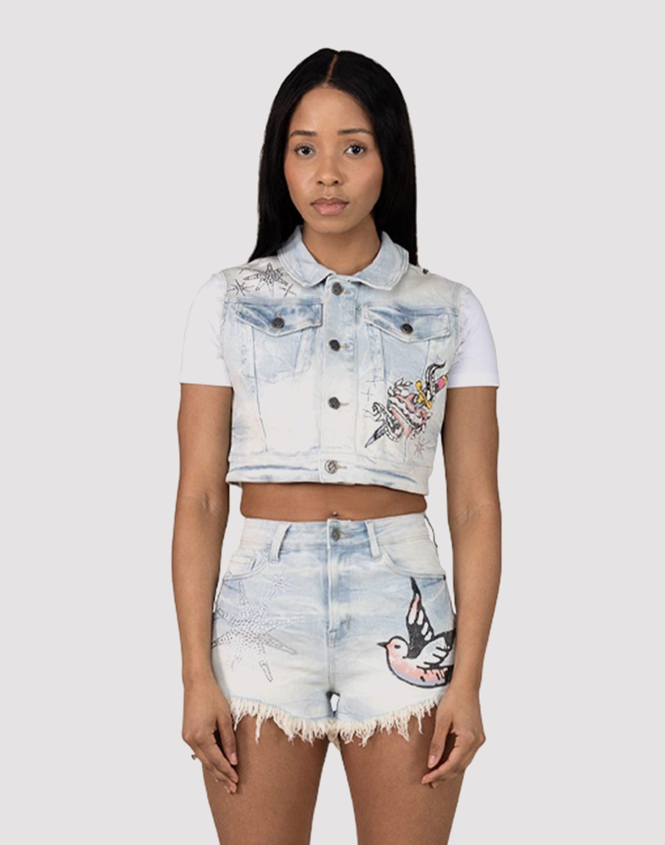 Photo of Smoke Rise Bird Cropped Denim Vest