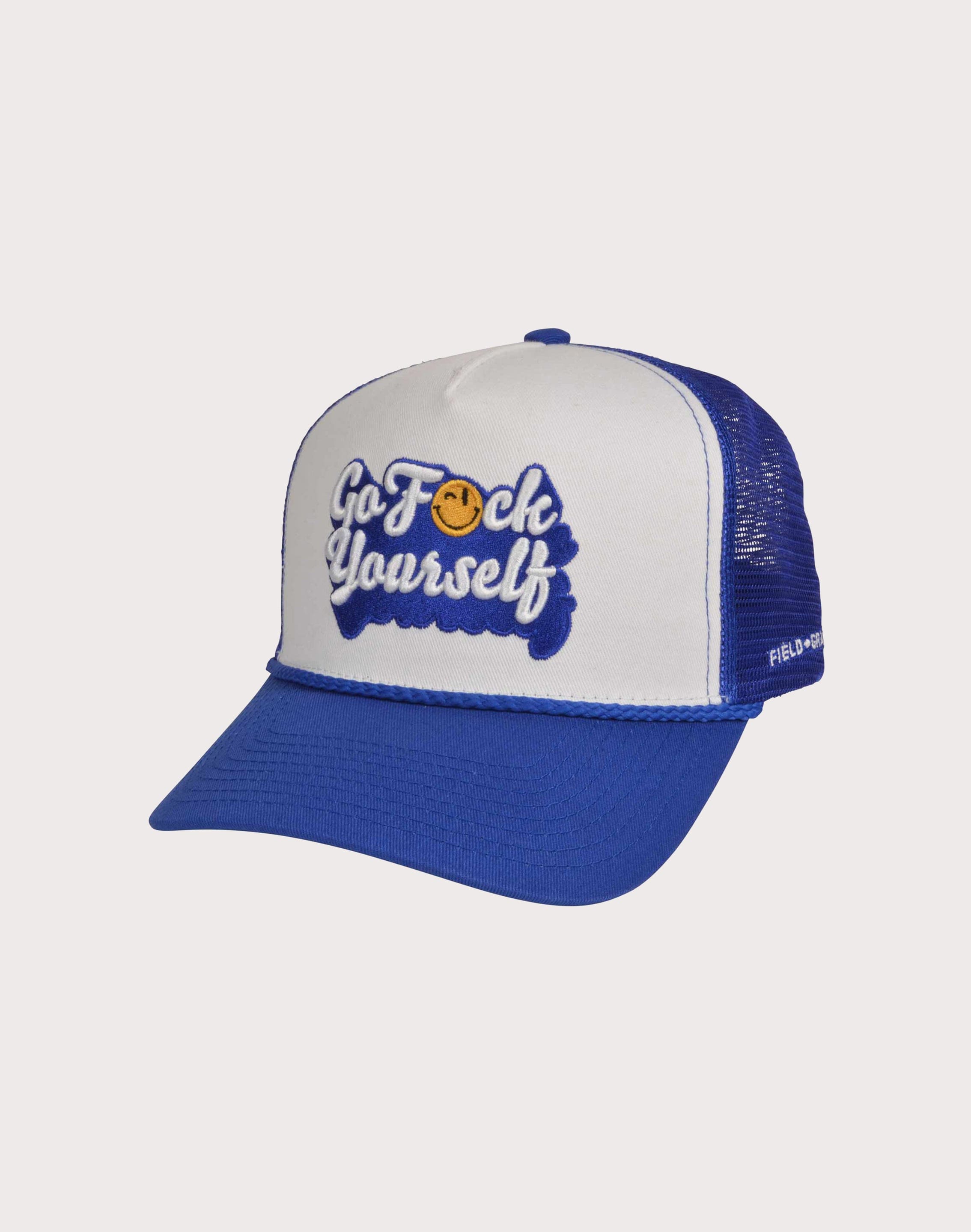 Photo of GENERAL RELATIVITY COMPANY LLC Go F Yourself 2 Tone Trucker Snapback Hat-White/Royal
