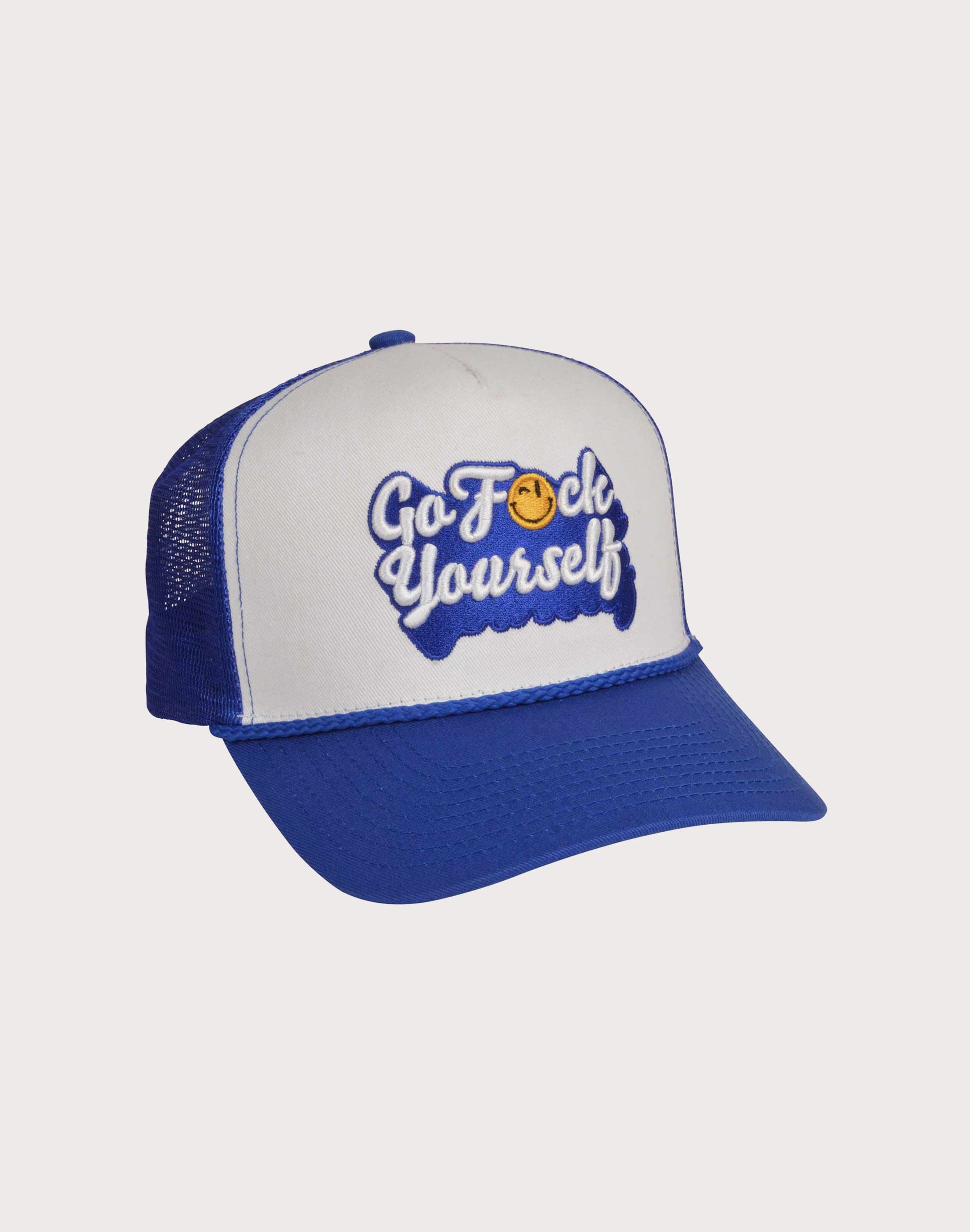 Photo of GENERAL RELATIVITY COMPANY LLC Go F Yourself 2 Tone Trucker Snapback Hat-White/Royal