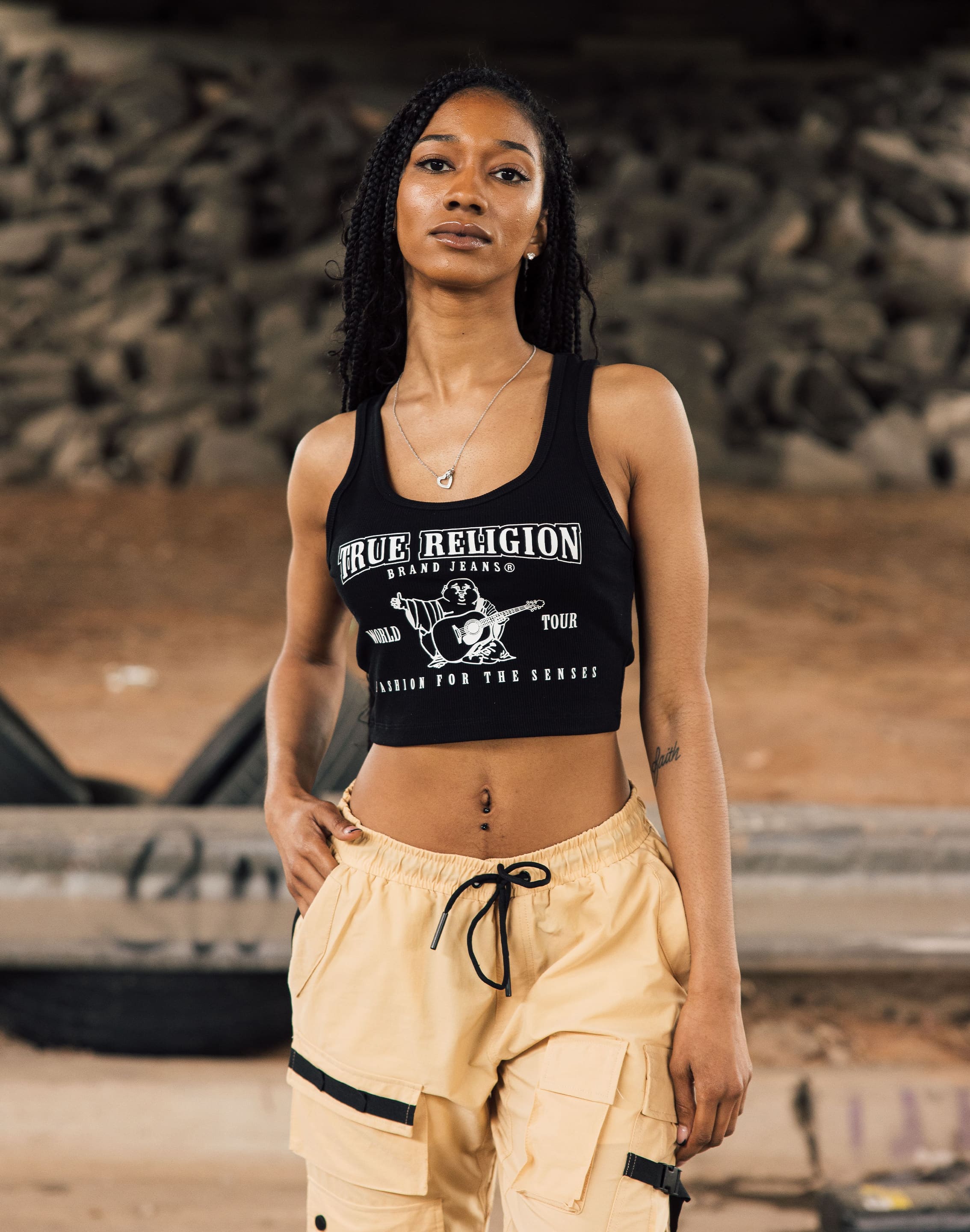 Crop Tops True Religion Womens T Shirts True Religion SRS Logo