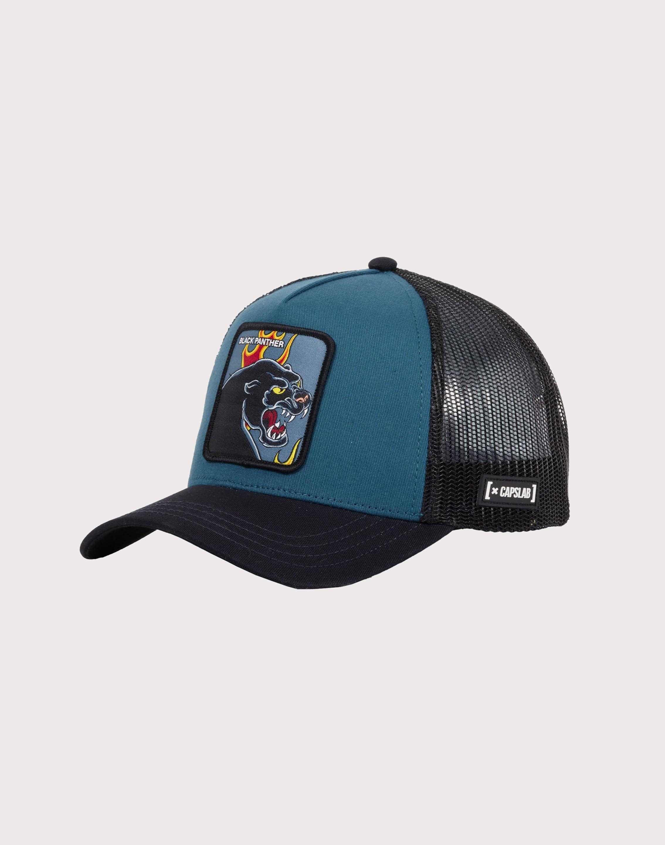 Photo of TEXTISS USA Capslab Panther Trucker Snapback Hat-DK Blue/Black