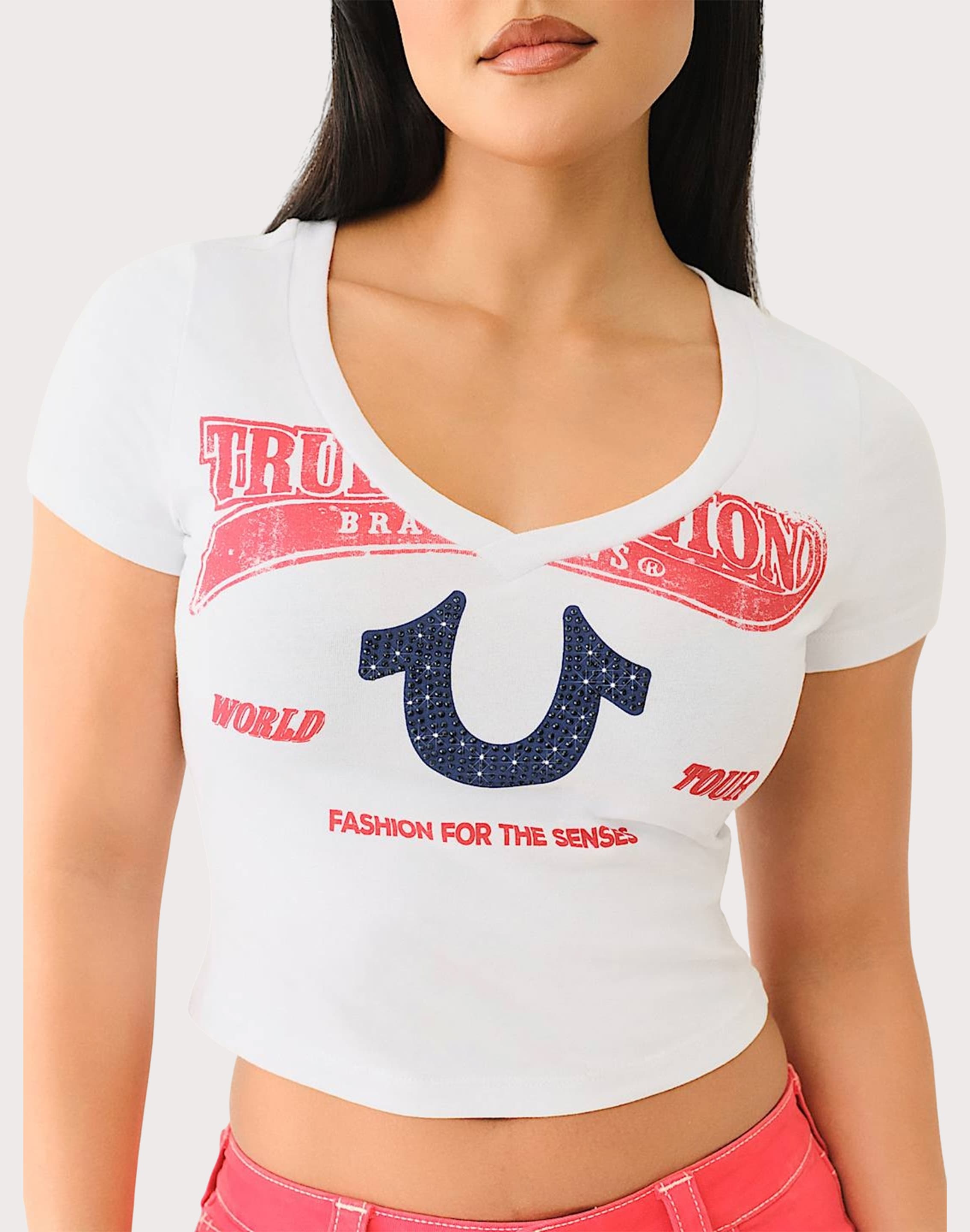 Photo of True Religion Crystal Horseshoe V-Neck Tee