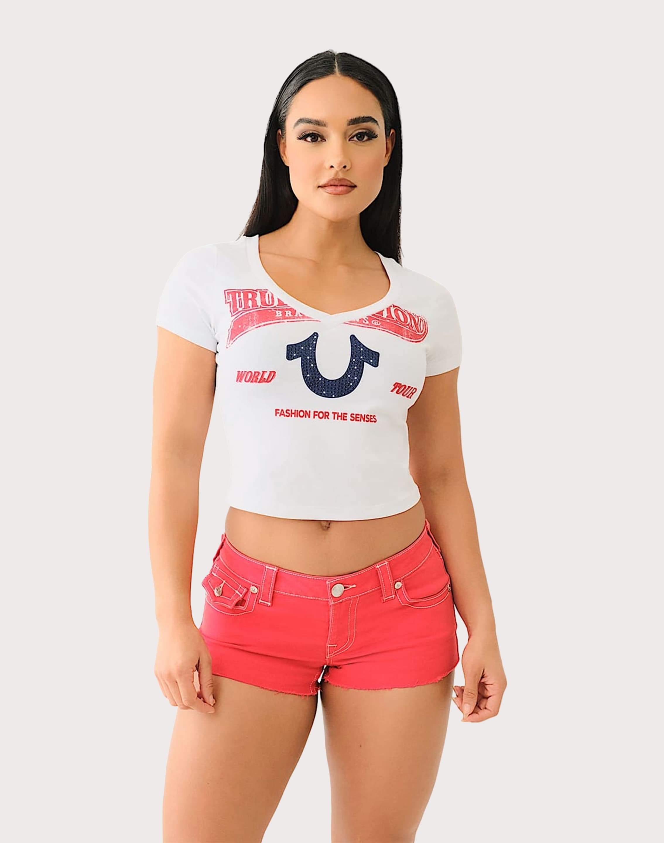 Photo of True Religion Crystal Horseshoe V-Neck Tee