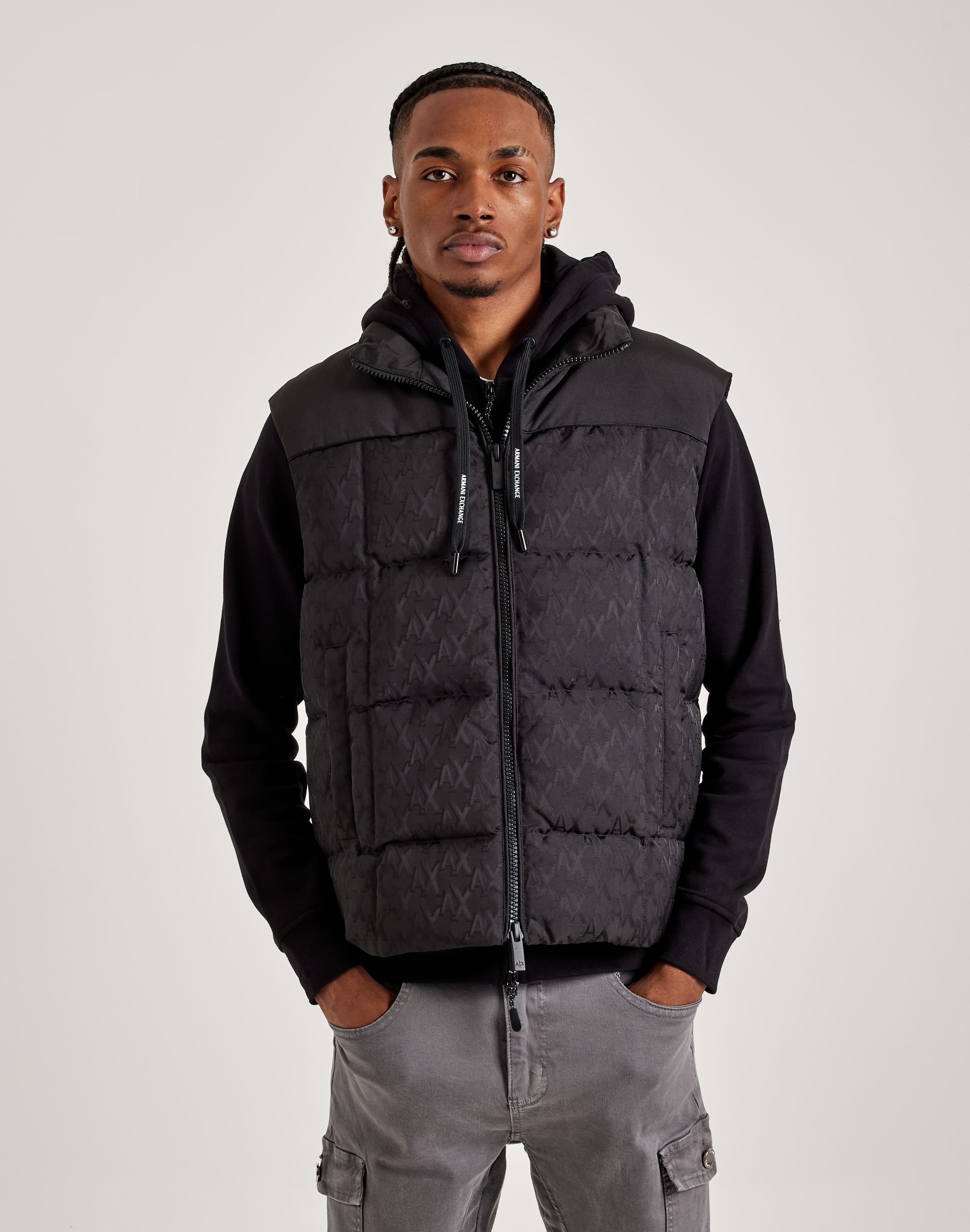 Padded Jacket Armani Exchange Vest Armani Jacket Black Shiny