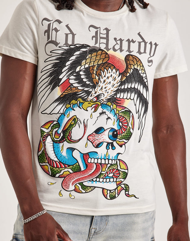 Ed Hardy Battle Skull Rhinestone Tee – DTLR