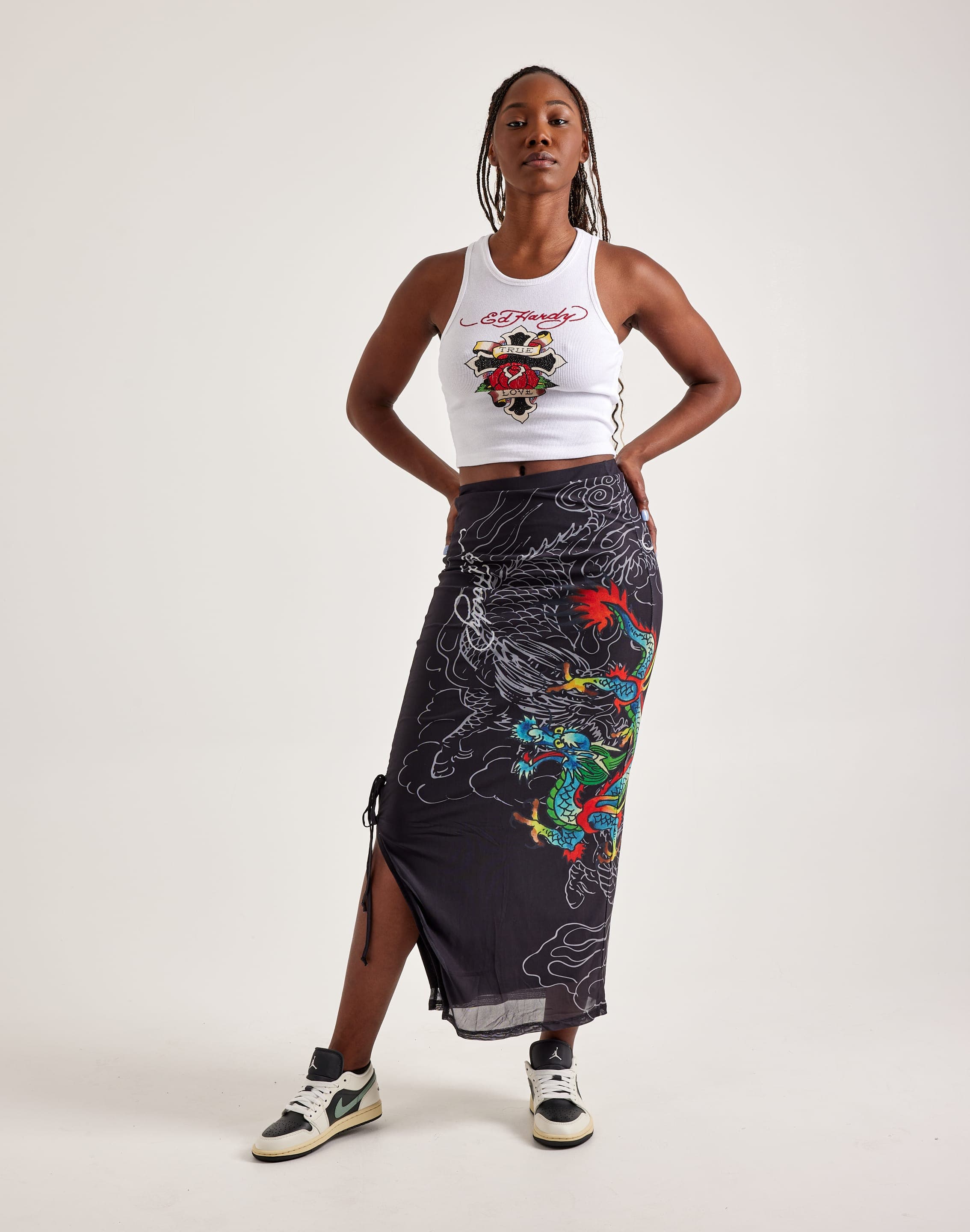 ed hardy maxi dress Womens Ice Geisha Knitted Maxi Dress - Black