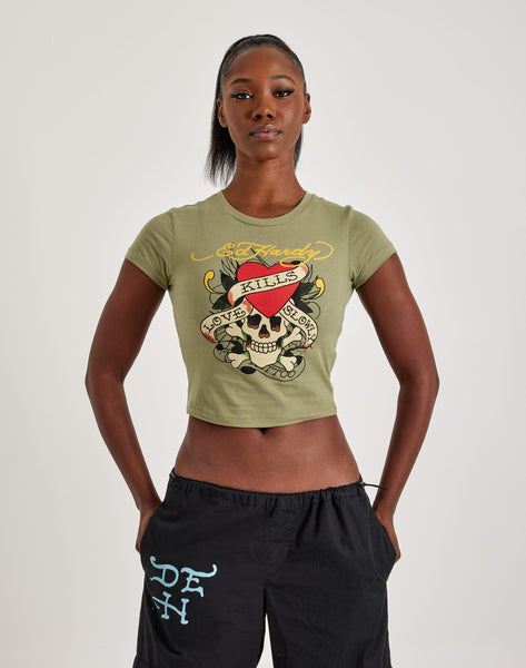 Ed Hardy Love Kills Slowly Skull Baby Tee – DTLR
