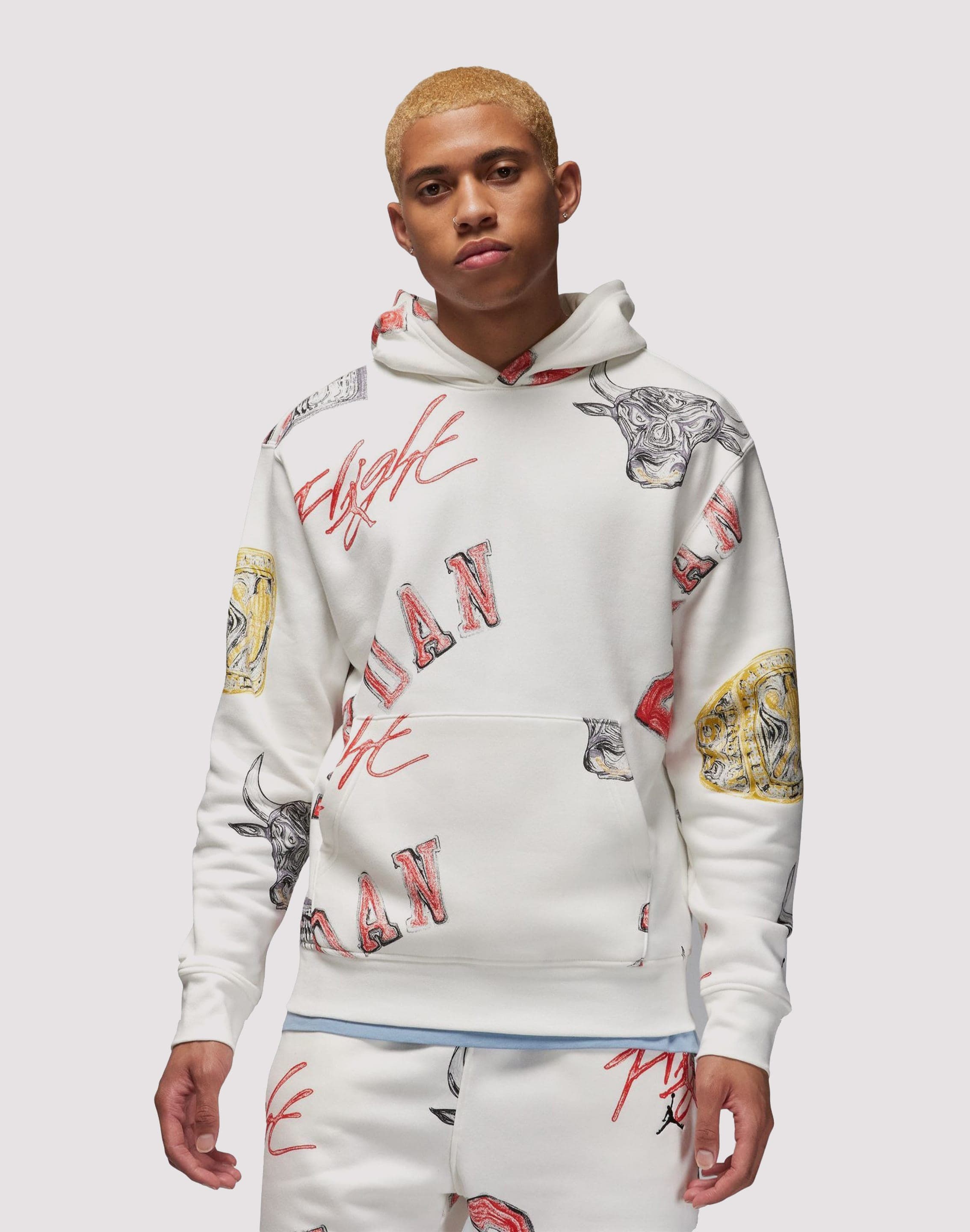 Photo of Nike Essential Printed Fleece Cream Hoodie